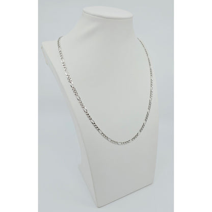 14K White Gold Figaro Link Chain Necklace