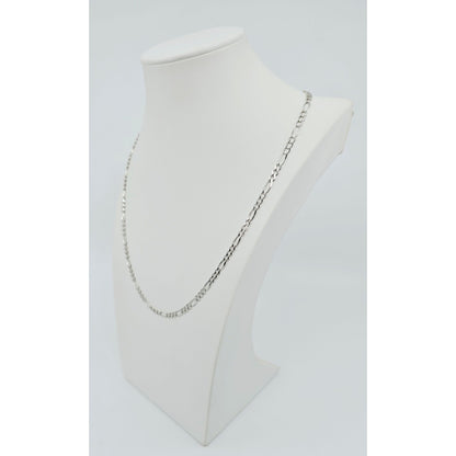 14K White Gold Figaro Link Chain Necklace