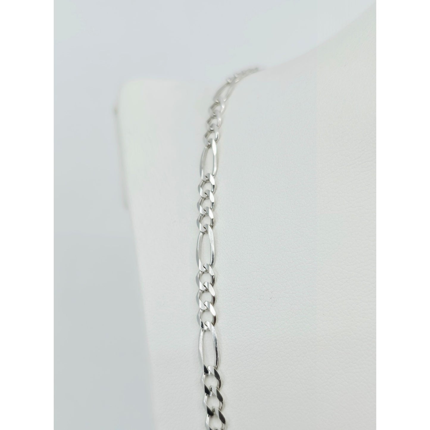 14K White Gold Figaro Link Chain Necklace