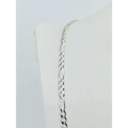 14K White Gold Figaro Link Chain Necklace