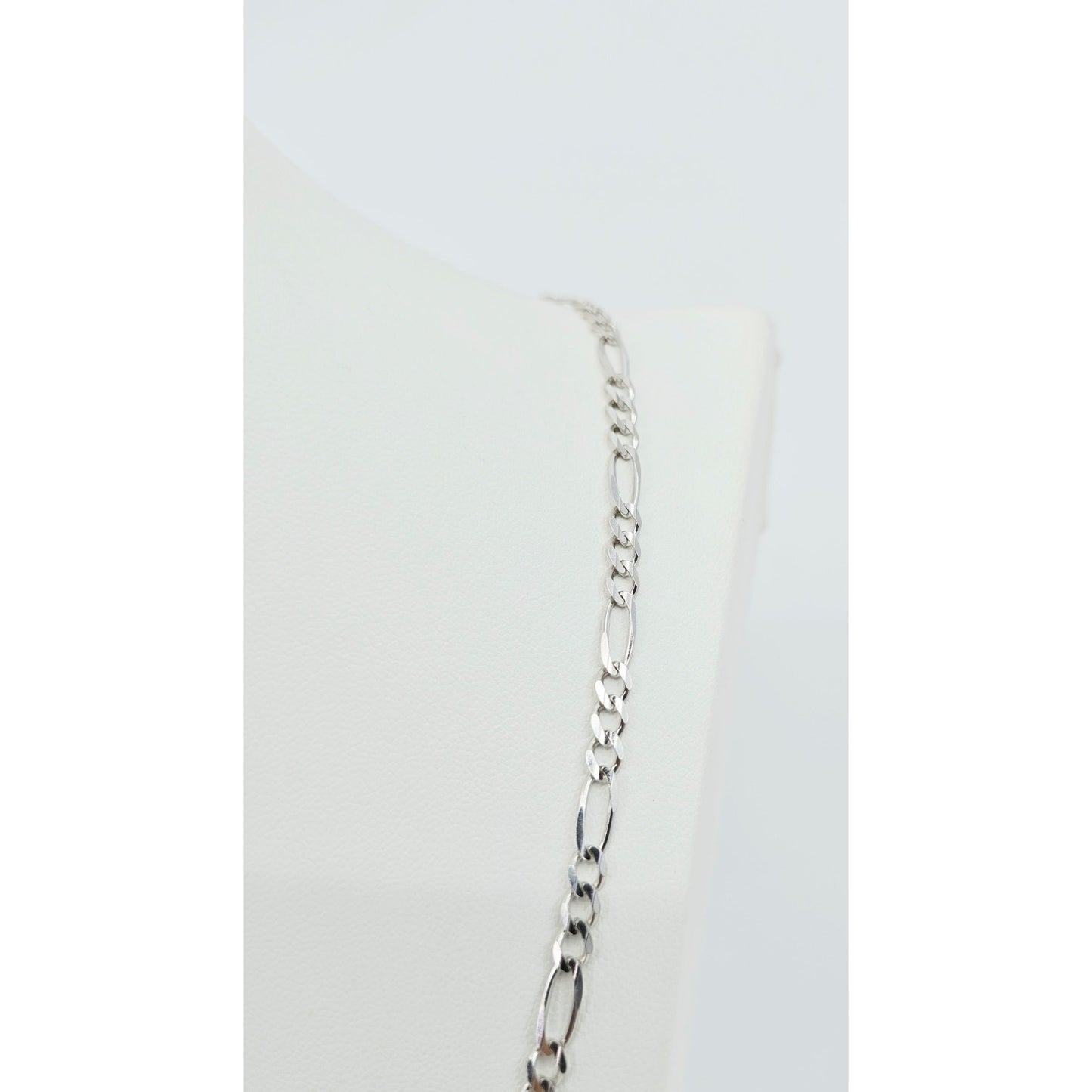 14K White Gold Figaro Link Chain Necklace