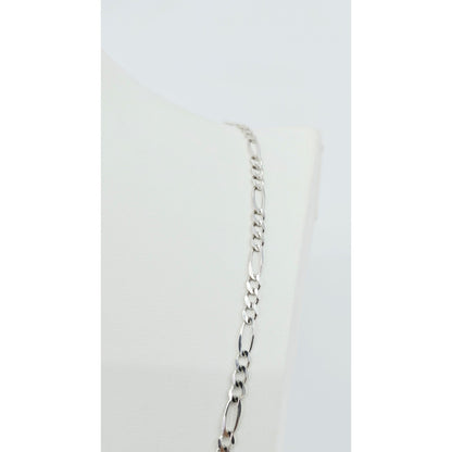 14K White Gold Figaro Link Chain Necklace