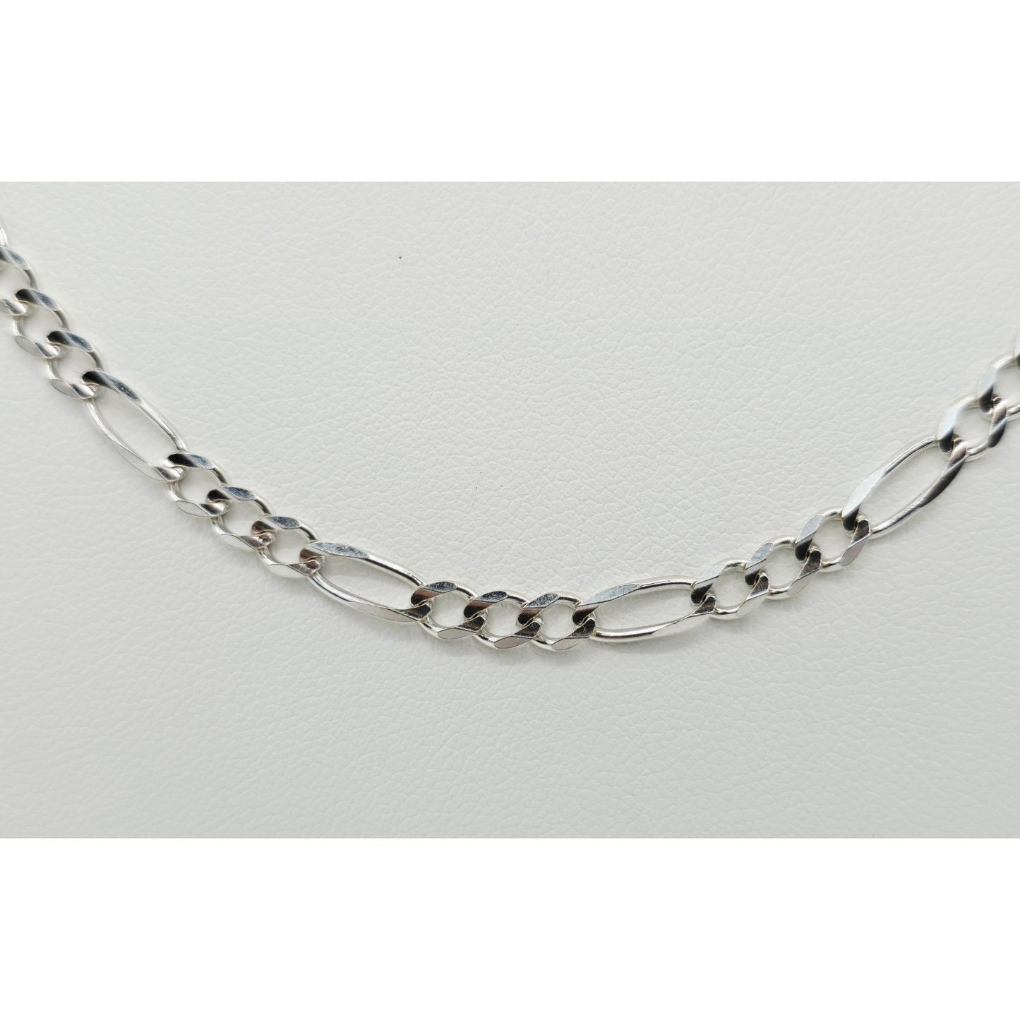 14K White Gold Figaro Link Chain Necklace