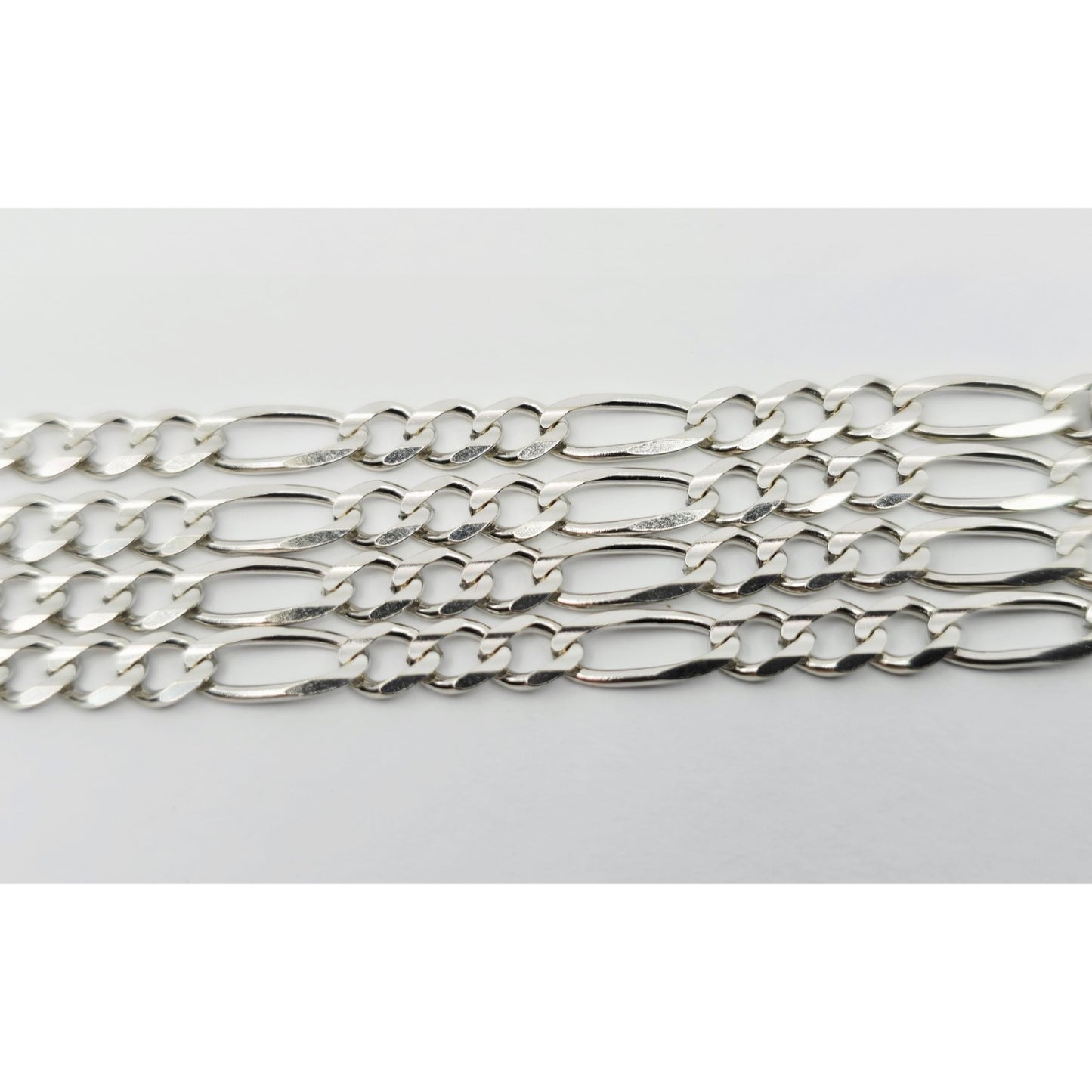 14K White Gold Figaro Link Chain Necklace