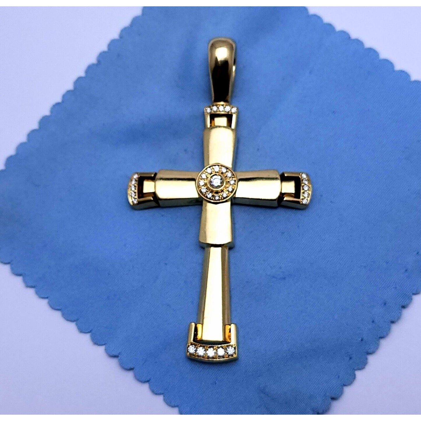 14K Yellow Gold Religious Diamond Motion Cross Charm Pendant