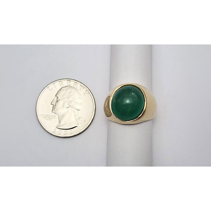 14K Yellow Gold Green Chalcedony Ring