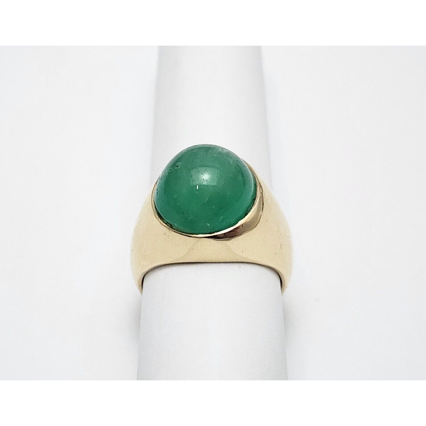 14K Yellow Gold Green Chalcedony Ring