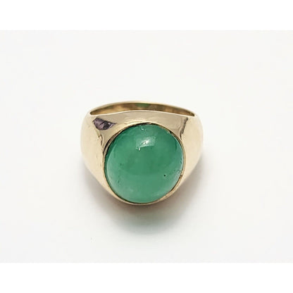 14K Yellow Gold Green Chalcedony Ring