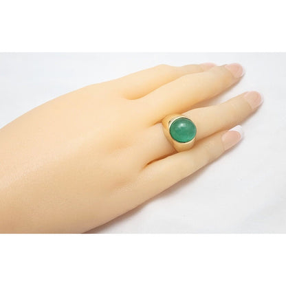 14K Yellow Gold Green Chalcedony Ring