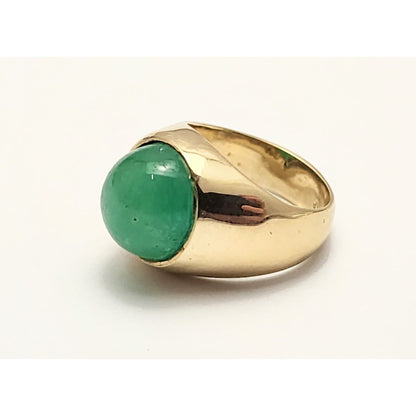 14K Yellow Gold Green Chalcedony Ring