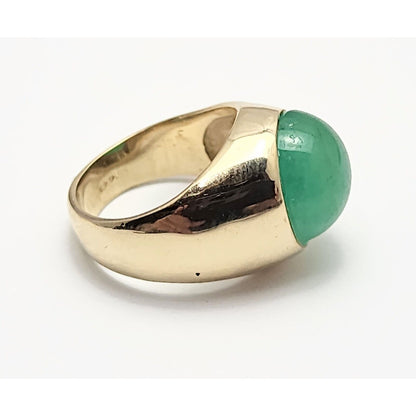 14K Yellow Gold Green Chalcedony Ring