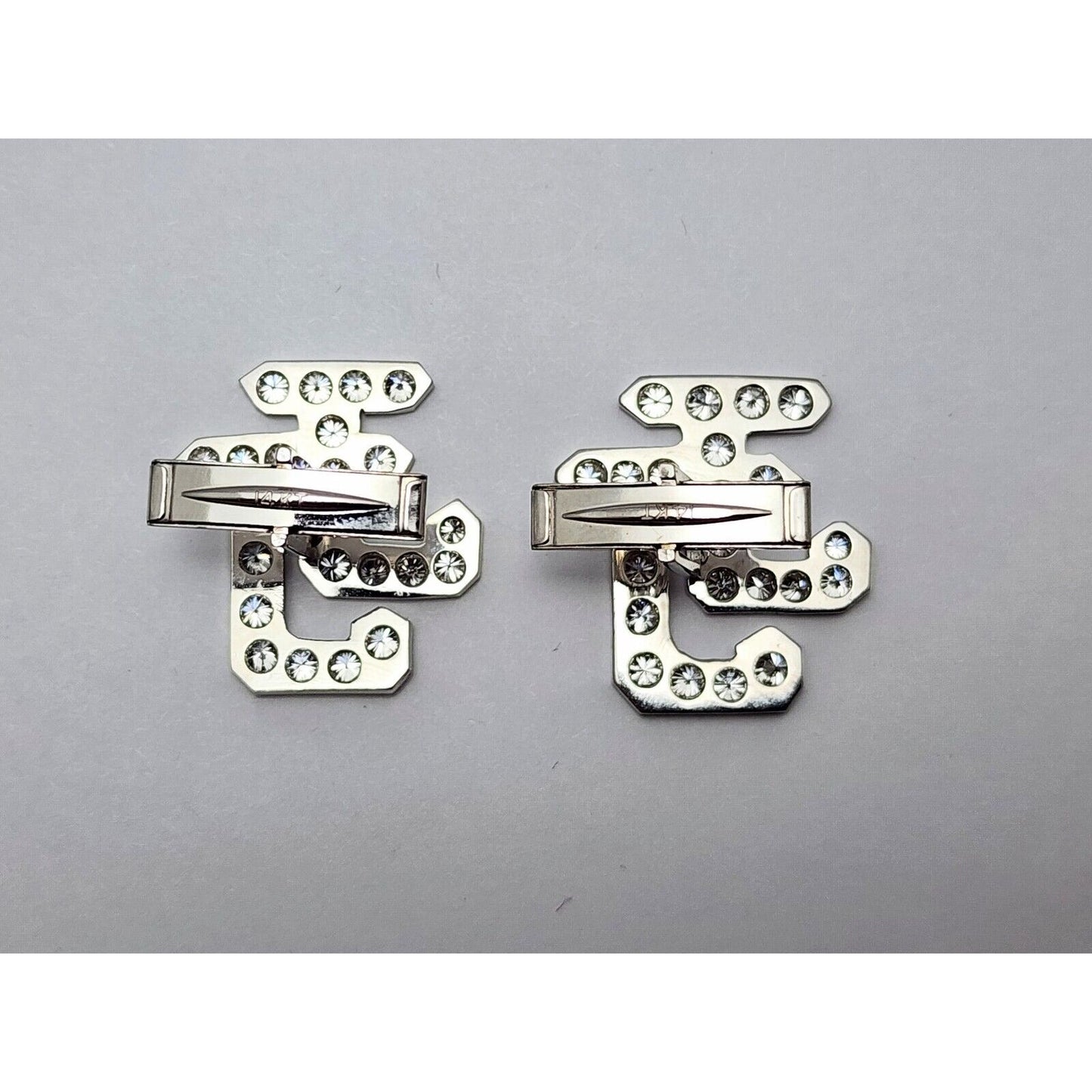 14K White Gold Initial Letter "JJ" Diamond Cufflinks