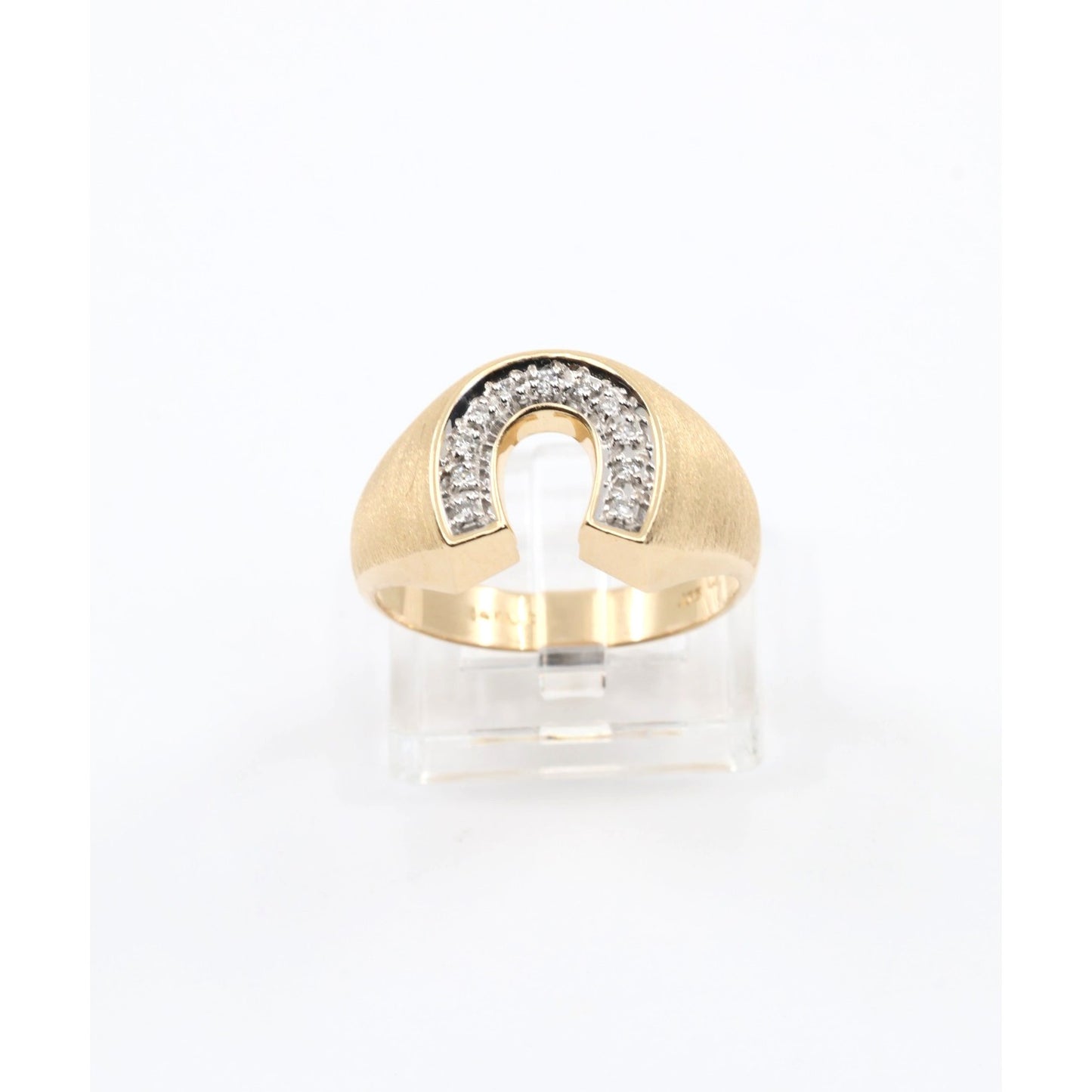 14K Yellow Gold Diamond Horseshoe Men's Signet Ring