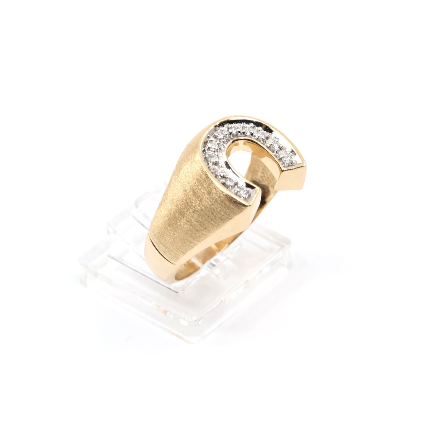 14K Yellow Gold Diamond Horseshoe Men's Signet Ring