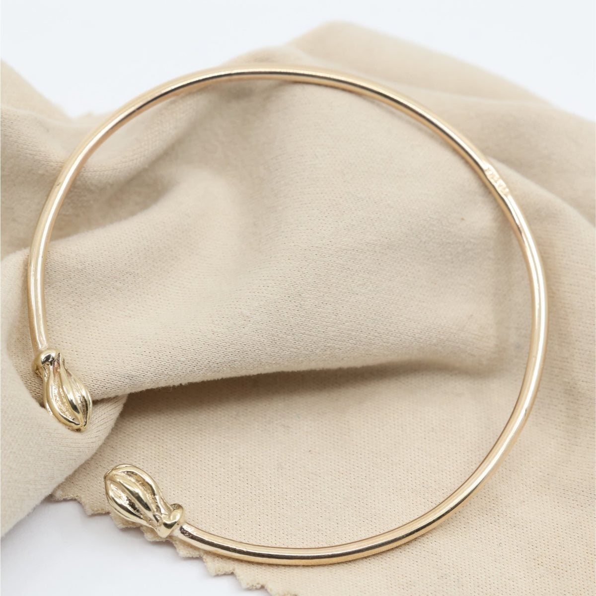 14K Yellow Gold Resizable Bangle Cuff Bracelet