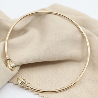 14K Yellow Gold Resizable Bangle Cuff Bracelet