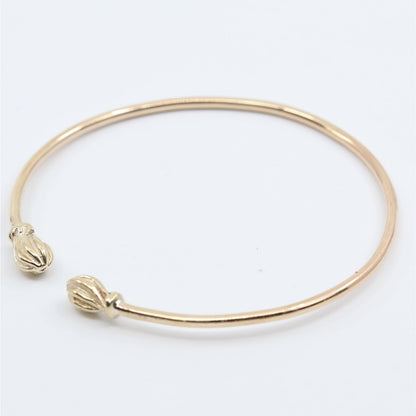 14K Yellow Gold Resizable Bangle Cuff Bracelet