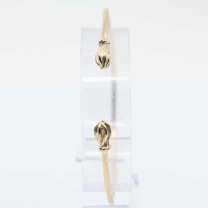 14K Yellow Gold Resizable Bangle Cuff Bracelet