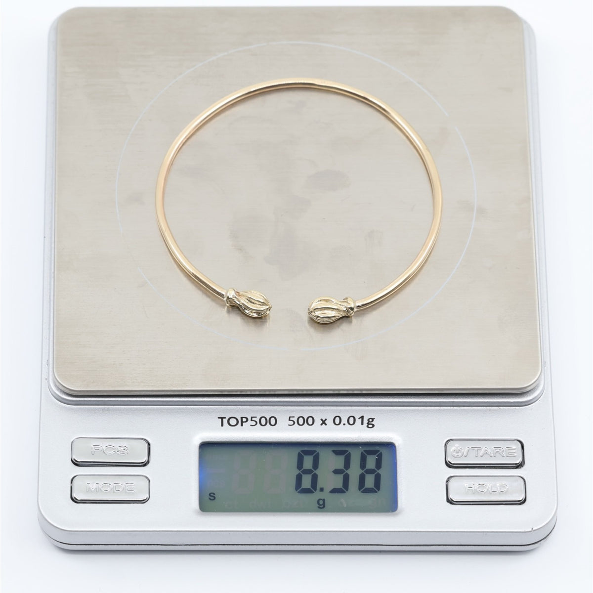 14K Yellow Gold Resizable Bangle Cuff Bracelet