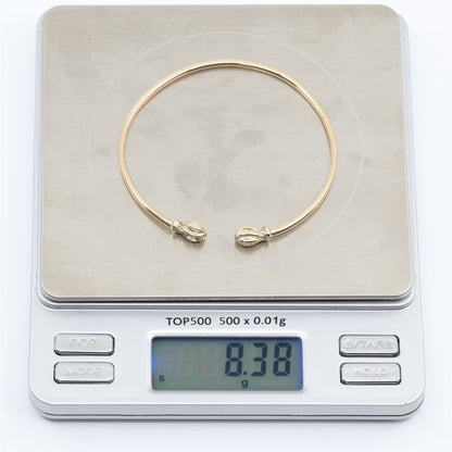 14K Yellow Gold Resizable Bangle Cuff Bracelet