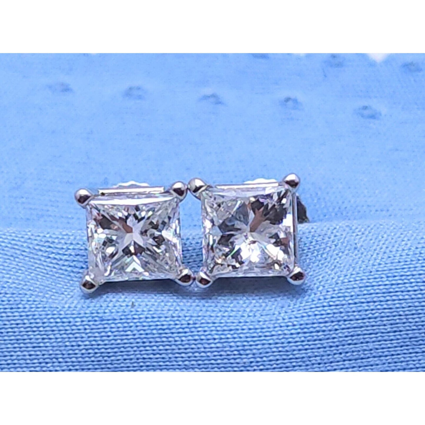 14K White Gold Princess Cut Diamond Stud Earrings