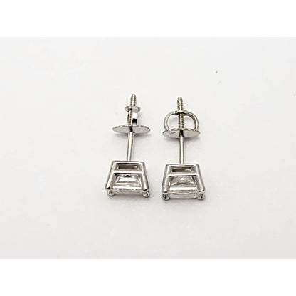 14K White Gold Princess Cut Diamond Stud Earrings