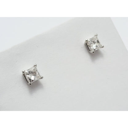 14K White Gold Princess Cut Diamond Stud Earrings