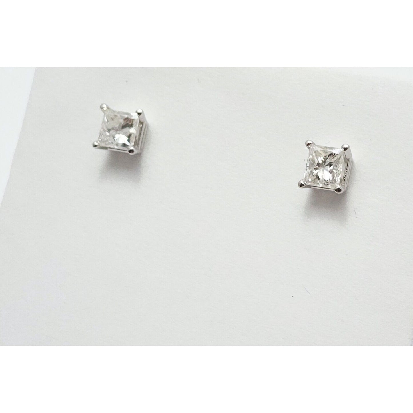 14K White Gold Princess Cut Diamond Stud Earrings