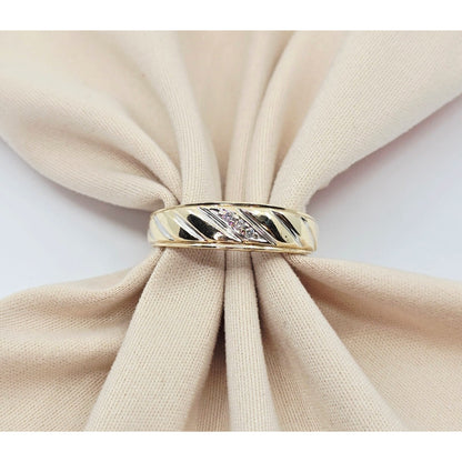 10K Two Tone Gold Diamond Wedding Band Ring