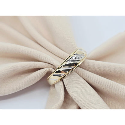 10K Two Tone Gold Diamond Wedding Band Ring