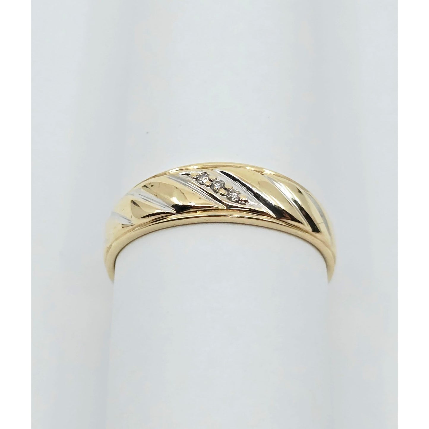 10K Two Tone Gold Diamond Wedding Band Ring