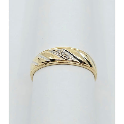 10K Two Tone Gold Diamond Wedding Band Ring