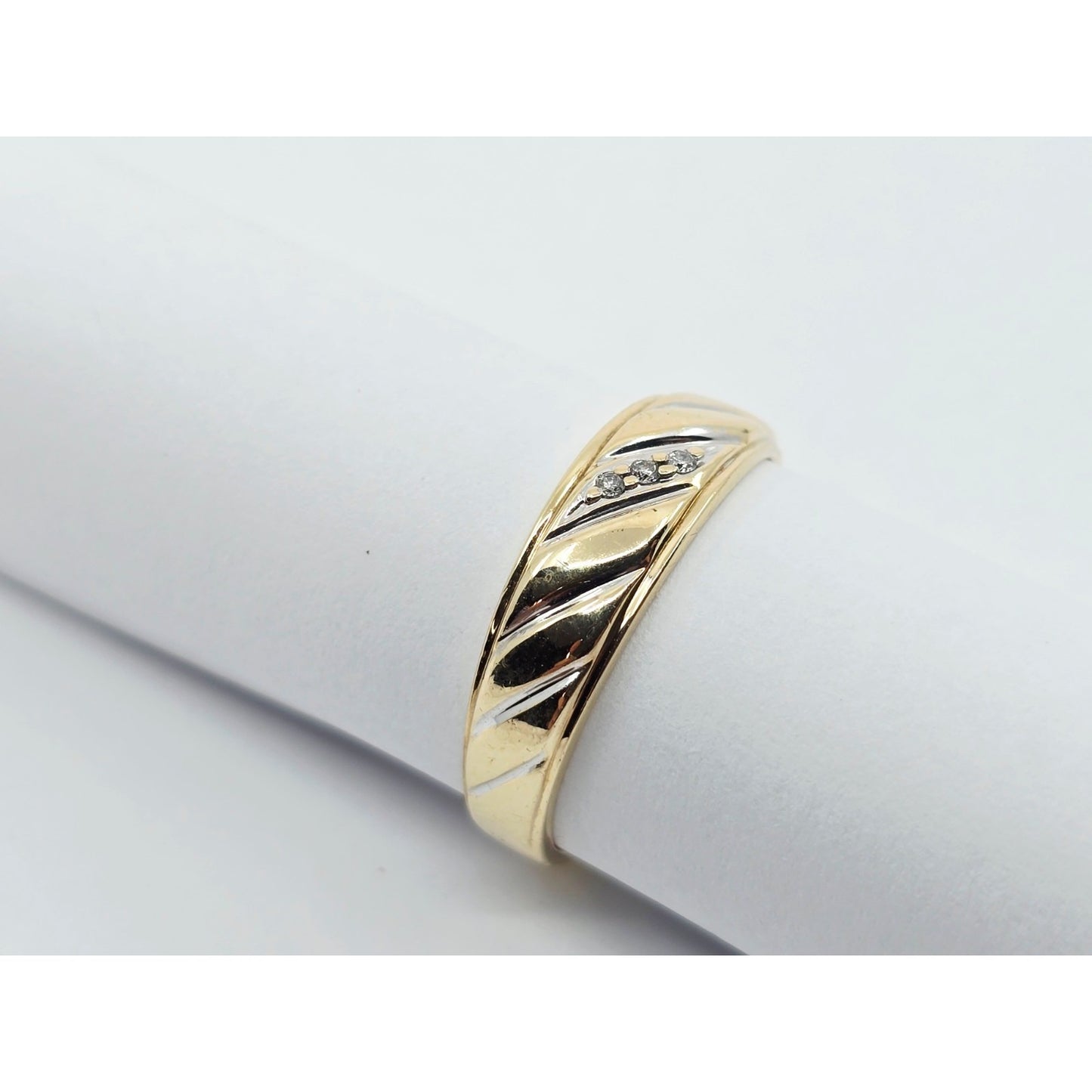 10K Two Tone Gold Diamond Wedding Band Ring