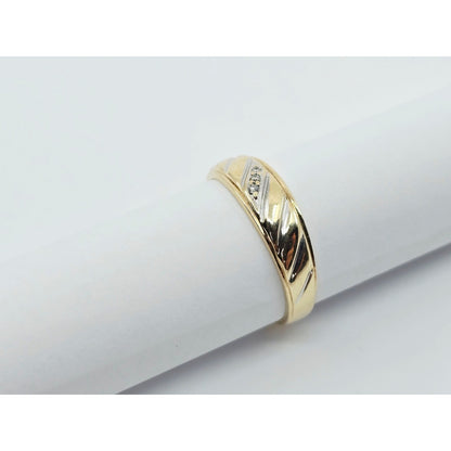 10K Two Tone Gold Diamond Wedding Band Ring