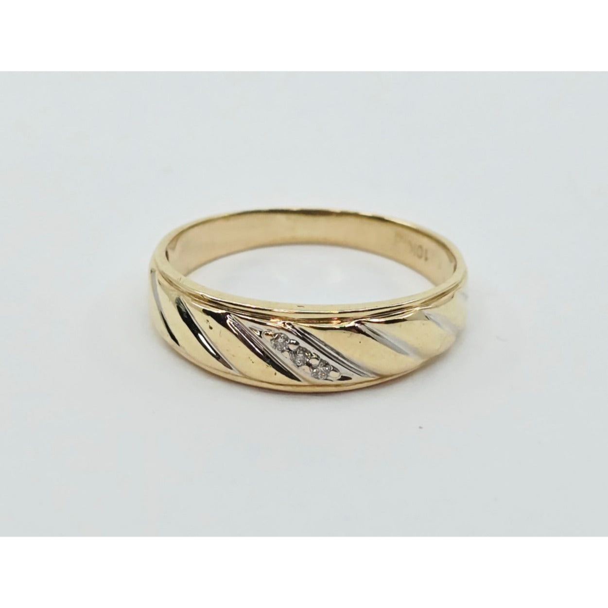 10K Two Tone Gold Diamond Wedding Band Ring