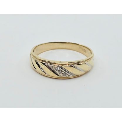 10K Two Tone Gold Diamond Wedding Band Ring