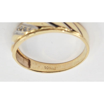 10K Two Tone Gold Diamond Wedding Band Ring