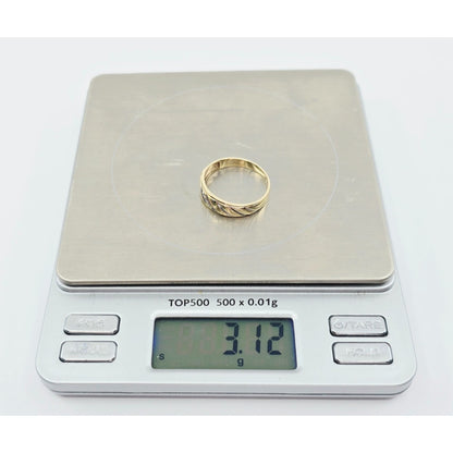 10K Two Tone Gold Diamond Wedding Band Ring