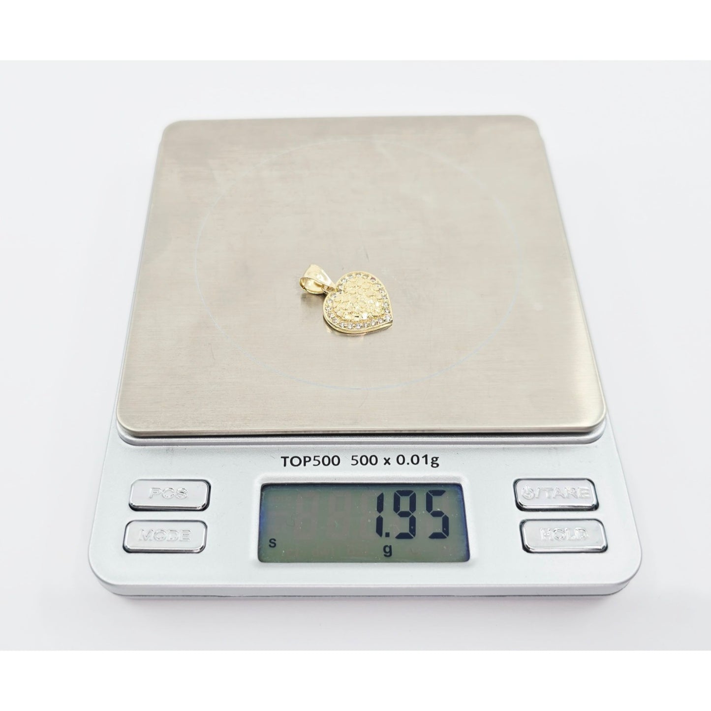14K Yellow Gold Designer 3D Puffy Heart CZ Nugget Charm Pendant