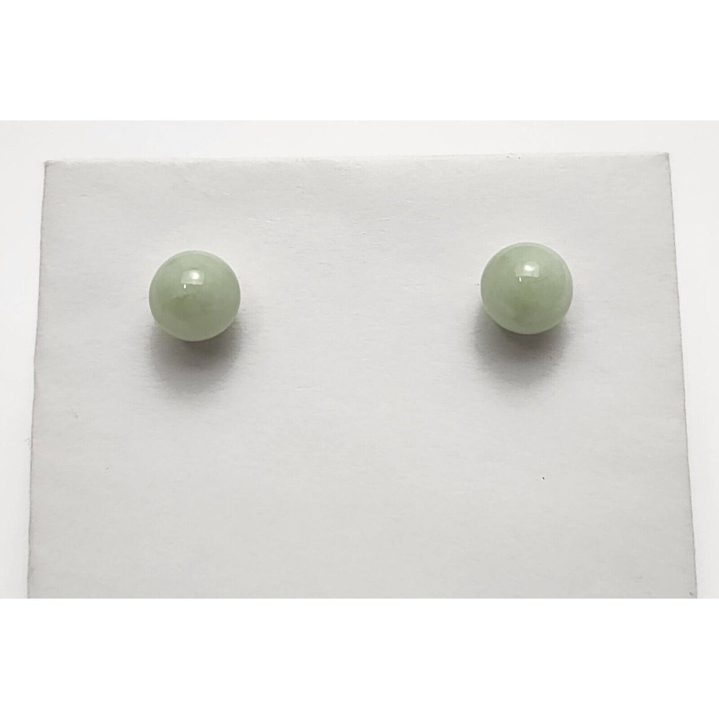 14K Yellow Gold Jade Jadeite Round Stud Earrings