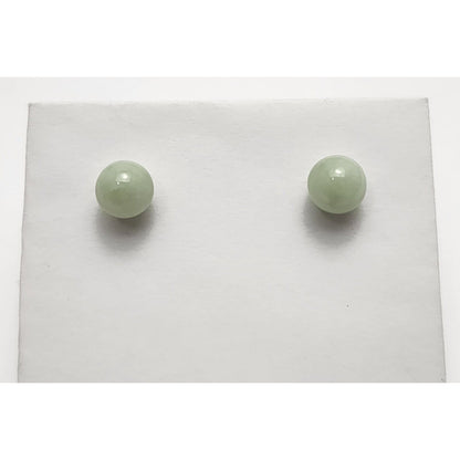 14K Yellow Gold Jade Jadeite Round Stud Earrings