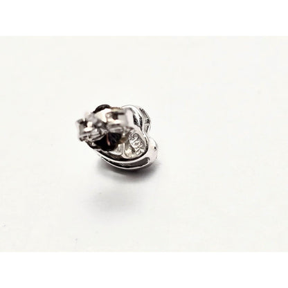 Single 10K White Gold Heart Shaped Round Cut Diamond Stud Earring