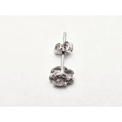 Single 10K White Gold Heart Shaped Round Cut Diamond Stud Earring