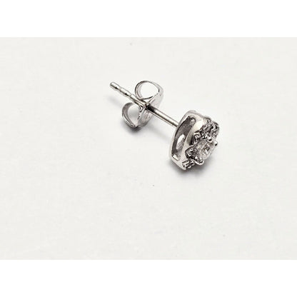 Single 10K White Gold Heart Shaped Round Cut Diamond Stud Earring
