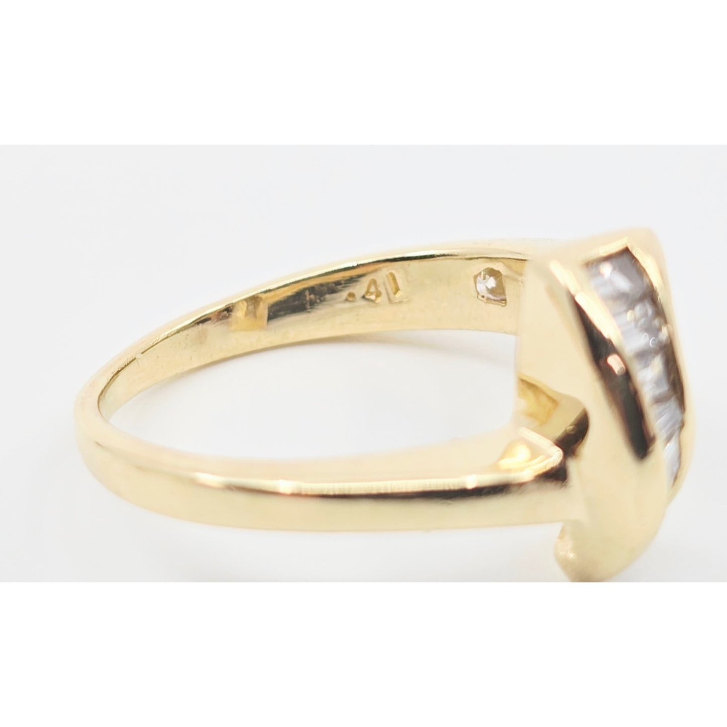14K Yellow Gold Baguette & Round Diamond Wavy Ring
