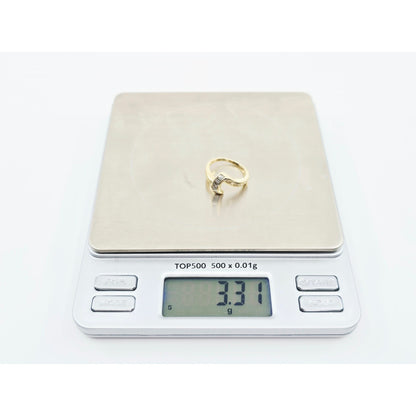 14K Yellow Gold Baguette & Round Diamond Wavy Ring