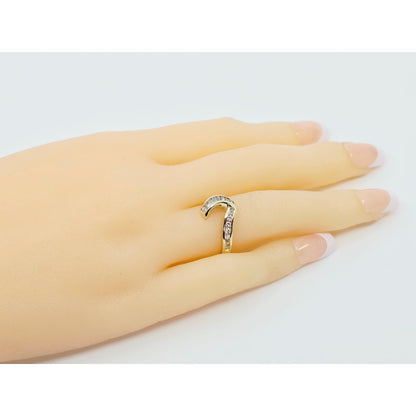 14K Yellow Gold Baguette & Round Diamond Wavy Ring