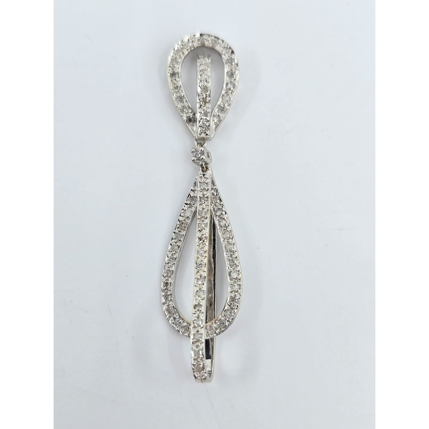 10K White Gold Drop Dangle Motion Diamond Charm Pendant