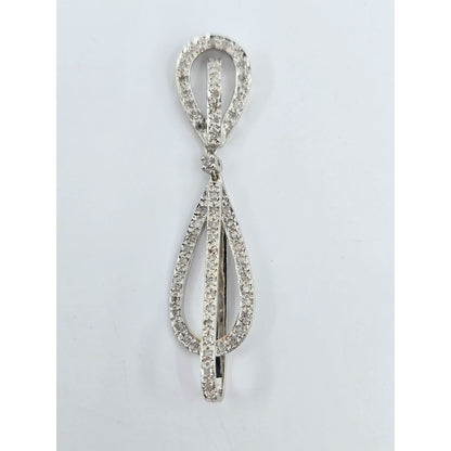 10K White Gold Drop Dangle Motion Diamond Charm Pendant