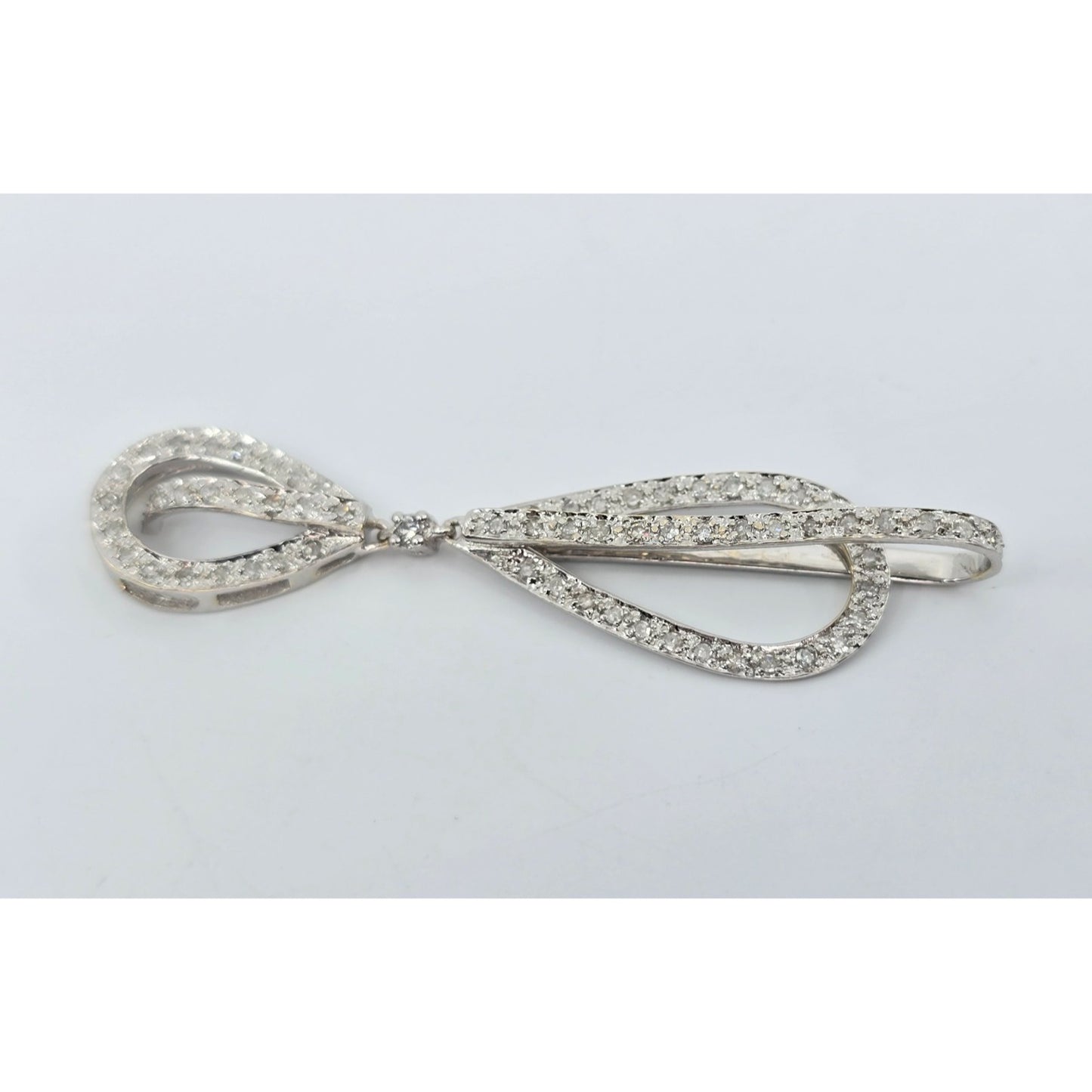 10K White Gold Drop Dangle Motion Diamond Charm Pendant